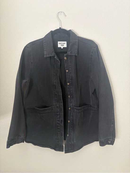 Velvet Heart Jackets & Blazers - Velvet Heart Washed Black Denim Jacket with Patch Pockets